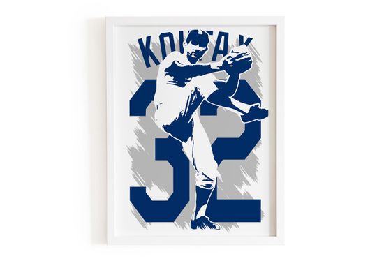 Discover Sandy Koufax Art Poster: Los Angeles Dodgers, Baseball Legend