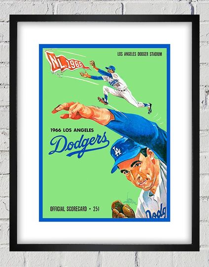1966 Vintage Los Angeles Dodgers Program Cover - Sandy Koufax - Digital Reproduction