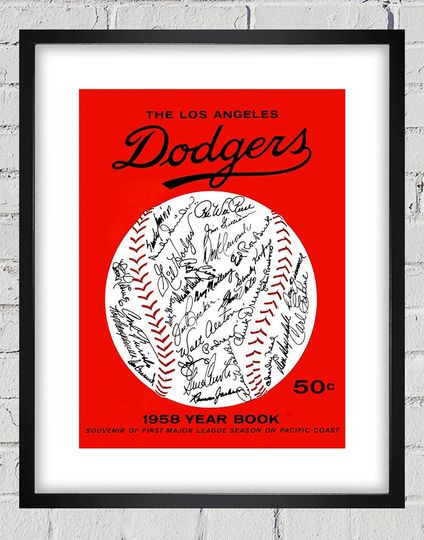 1958 Vintage Los Angeles Dodgers Yearbook Cover - Digital Reproduction