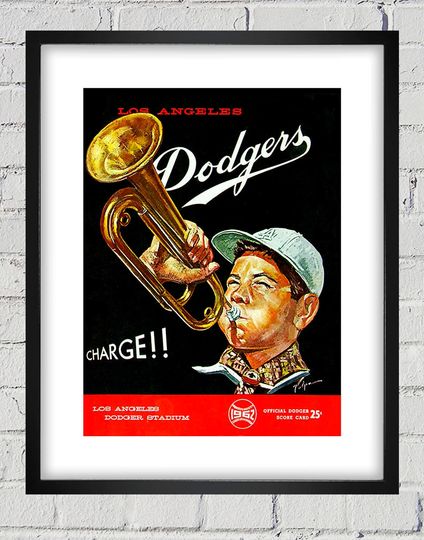Discover 1962 Vintage Los Angeles Dodgers Program Cover - Charge! - Digital Reproduction