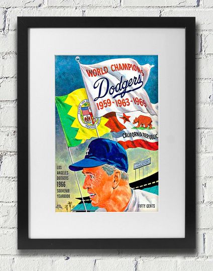 Discover 1966 Vintage Los Angeles Dodgers Program Cover - Walter Alston - Digital Reproduction