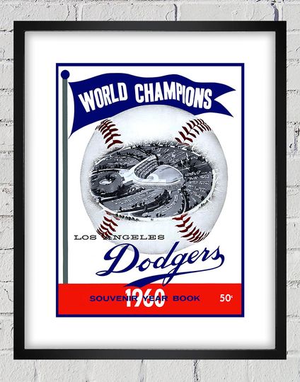 Discover 1960 Vintage Los Angeles Dodgers Program Cover - World Champions - Digital Reproduction