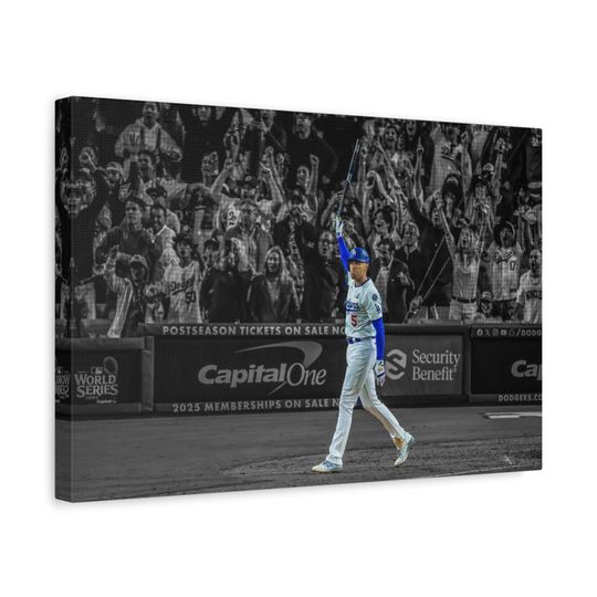 Discover Freddie Freeman Walk Off Grand Slam Photo Canvas Gift Ready to Hang Bat in air World Series poster photo World Series