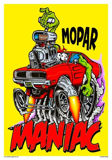Discover Vinatge Reproduction Racing Poster Mopar Maniac Dodger Charger