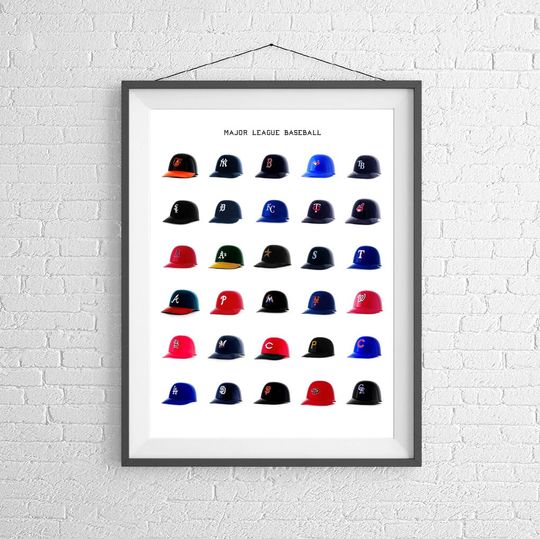Discover Collection of MLB Baseball Helmets - Art Illustration Print Poster -