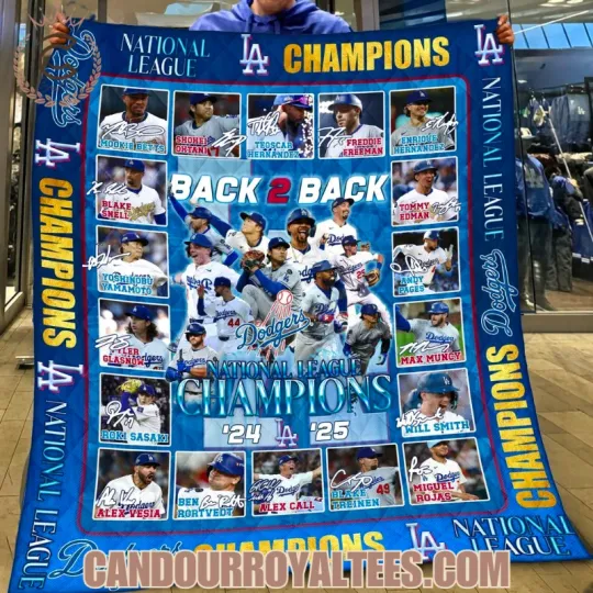 Discover Los Angeles Dodger Back To Back National League Champions 24 25 Blanket Quilt