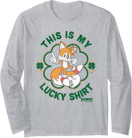 Discover Sonic The Hedgehog St. Patrick's Day This Is My Lucky Shirt Long Sleeve T-Shirt