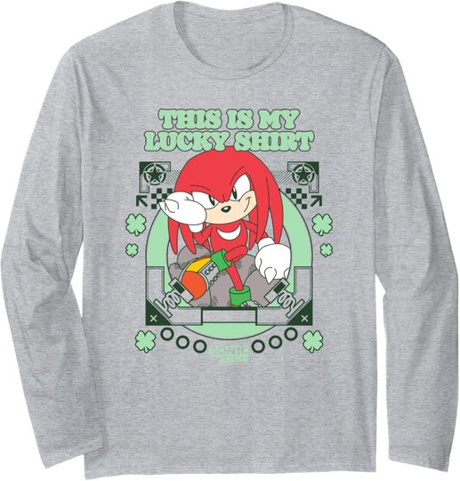 Sonic The Hedgehog This Is My Lucky Shirt Happy Knuckes Long Sleeve T-Shirt
