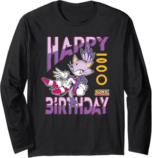 Sonic The Hedgehog Happy Birthday Blaze Grid Chest Poster Long Sleeve T-Shirt