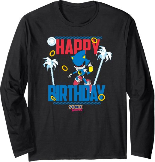 Discover Sonic The Hedgehog Birthday Happy Birthday Metal Big Poster Long Sleeve T-Shirt