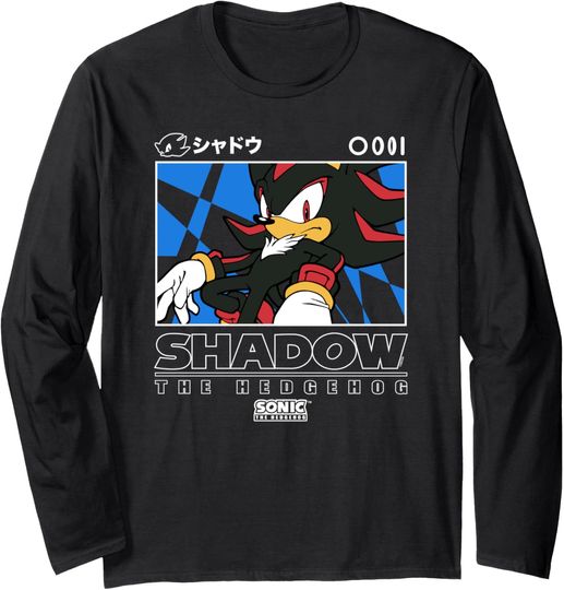 Sonic The Hedgehog Shadow Iconic Kanji Chest Big Portrait Long Sleeve T-Shirt