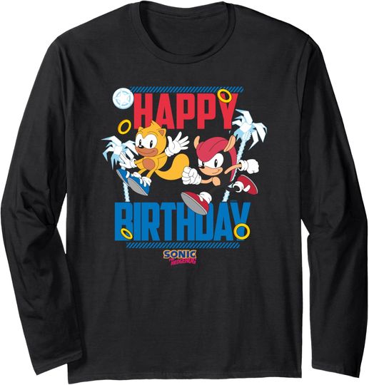 Discover Sonic The Hedgehog Happy Birthday Mighty and Ray Big Poster Long Sleeve T-Shirt