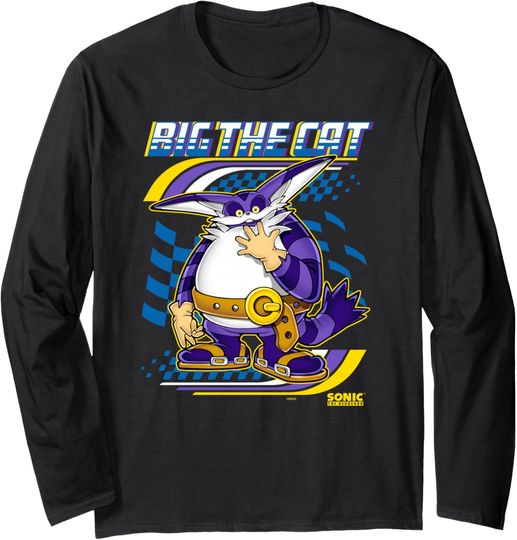 Discover Sonic The Hedgehog Big The Cat Ready For Race Chest Poster Long Sleeve T-Shirt
