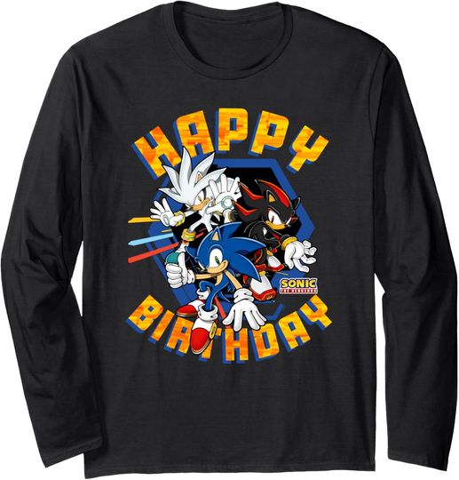 Discover Sonic The Hedgehog Happy Birthday Best Trio Big Chest Logo Long Sleeve T-Shirt