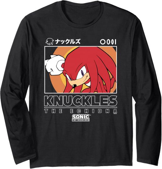 Discover Sonic The Hedgehog Knuckles Iconic Kanji Chest Big Portrait Long Sleeve T-Shirt