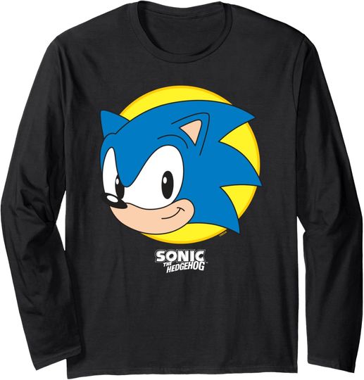 Sonic The Hedgehog Iconic Sonic Big Face Big Chest Portrait Long Sleeve T-Shirt