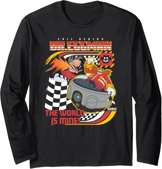 Discover Sonic The Hedgehog Dr Eggman Speeder Race Retro Chest Poster Long Sleeve T-Shirt