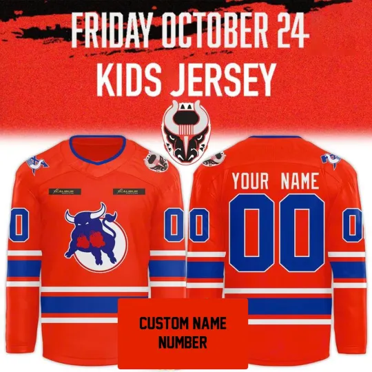Personalized Birmingham Bulls Kid’s Friday Hockey Shirt Youth's size Fan Gear