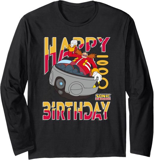 Discover Sonic The Hedgehog Happy Birthday Eggman Grid Chest Poster Long Sleeve T-Shirt