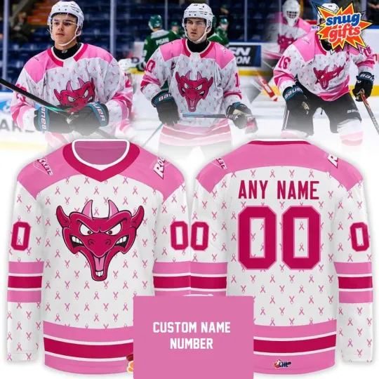 Discover Personalized Kelowna Rockets Canadian Cancer Night Hockey Shirt Fan Gear Gift