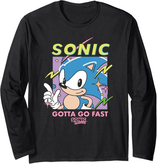 Sonic The Hedgehog Sonic Gotta Go Fast Vintage Chest Poster Long Sleeve T-Shirt