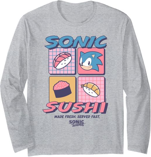 Discover Sonic The Hedgehog Sonic Sushi Made Fesh Served Fast Retro Long Sleeve T-Shirt