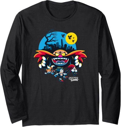 Discover Sonic The Hedgehog Halloween Evil Doctor Eggman Chase Logo Long Sleeve T-Shirt