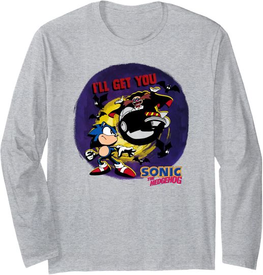 Sonic The Hedgehog Halloween I'll Get You Sonic Vs Dr Eggman Long Sleeve T-Shirt