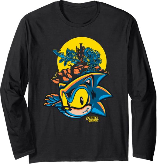 Sonic The Hedgehog Halloween Dark Castle Silhouette Logo Long Sleeve T-Shirt