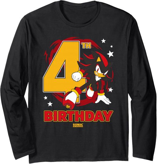 Discover Sonic The Hedgehog 4th Birthday Epic Shadow Big Chest Logo Long Sleeve T-Shirt
