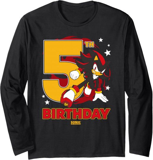 Sonic The Hedgehog 5th Birthday Epic Shadow Big Chest Logo Long Sleeve T-Shirt