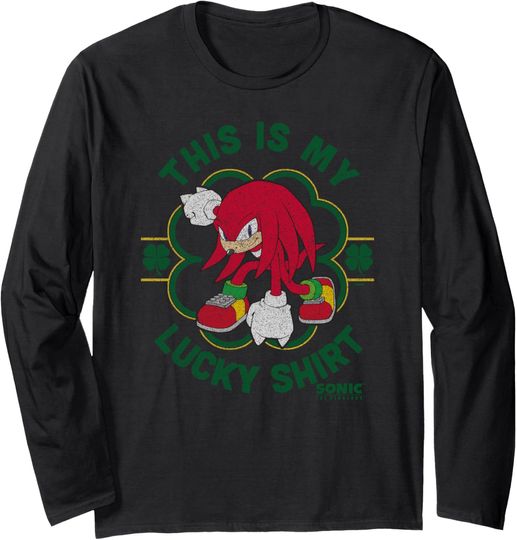 Discover Sonic The Hedgehog St. Patrick's Day My Lucky Knuckles Long Sleeve T-Shirt