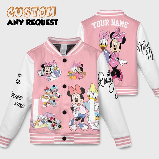 Discover Disney Minnie Mouse and Daisy Duck Varsity Jacket for Girls