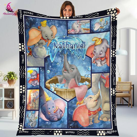 Discover Personalized Dumbo Blanket | Magic Kingdom Dumbo Fleece Blanket | Elephant Dumbo Fleece Blanket | Dumbo Birthday Gift | Dumbo Christmas Gift