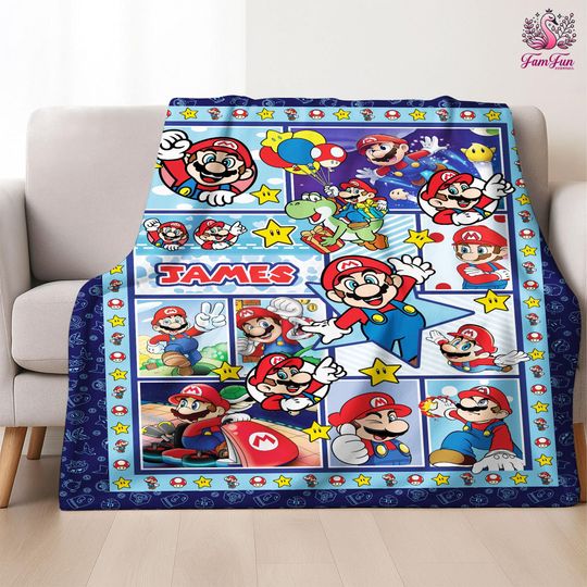 Discover Custom Super Mario Fleece Blanket, Super Mario Blanket, Mario Bros Blanket, Mario Video Games, Mario Blanket, Christmas Gifts