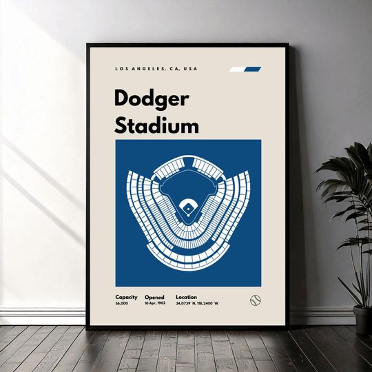Discover LA Dodgers Poster, Los Angeles Dodger Stadium Print, Mid Century Modern Baseball Poster, Sports Bedroom Posters, Minimalist Office Wall Art