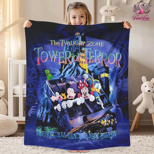 Discover The Twilight Zone Tower Of Terror Blanket, Mickey Tower of Terror, Disneyland Twilight Zone Blanket, Christmas Gifts