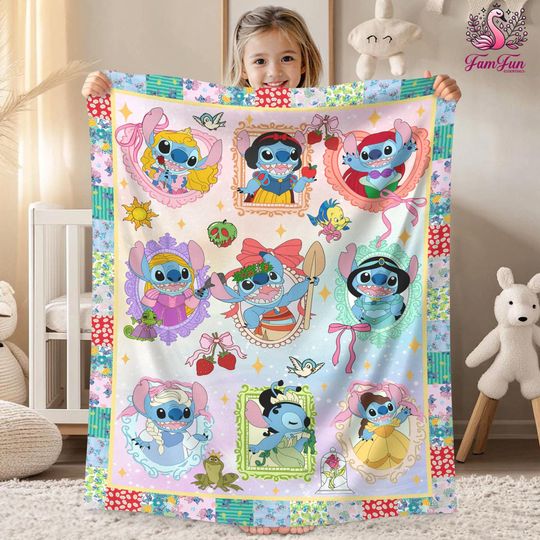 Discover Funny Stitch Cosplay Princess Blanket, Stitch Baby Blanket, Disneyland Stitch Blanket, Stitch Birthday Gifts, Blanket Bedding Decor