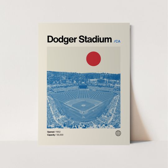Discover Dodger Stadium Monotone Poster, Dodgers Poster, Minimalist, Helvetica, Mid-Century Modern, Baseball Art,  Baseball Stadium Poster. Muted Art