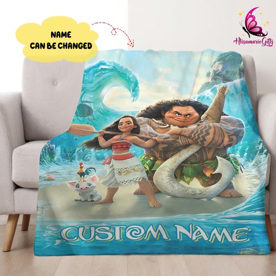 Discover Custom Name Moana Maui Blanket, Moana 2 Movie Blanket, Disneyland Moana Blanket, Moana Princess Blanket, Blanket Birthday Gifts
