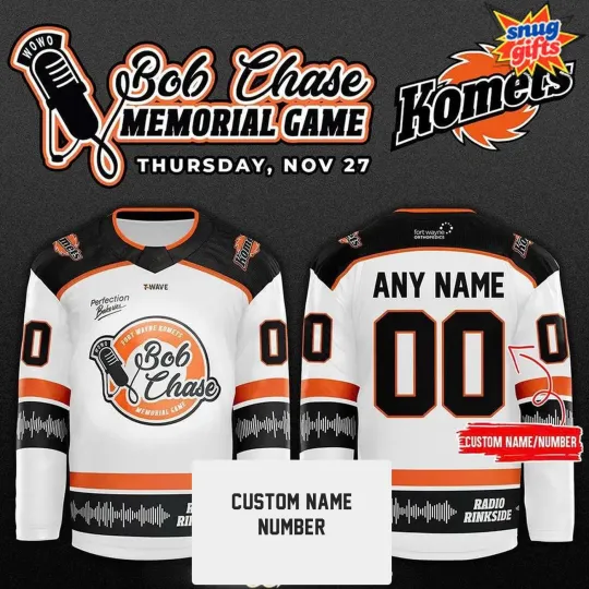 Discover Custom Fort Wayne Komets Bob Chase Memorial Game Hockey Shirt Men's Fan Gear