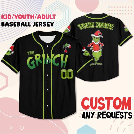Discover Custom funny character Baseball Jersey, Funny Holiday Outfit for Family, Christmas Matching Clothes, Festive Party Gift, Xmas Costume