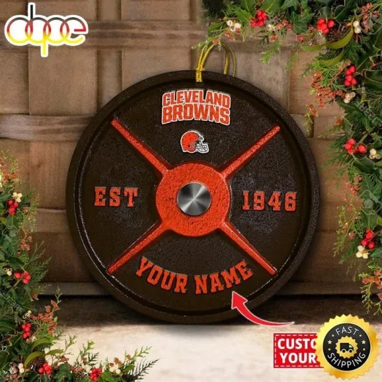 Discover Personalized Cleveland Football Browns Team Christmas Ceramic Ornament Gift