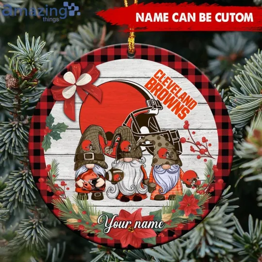 Discover Personalized Cleveland Football Browns Team Christmas Ceramic Ornament Gift