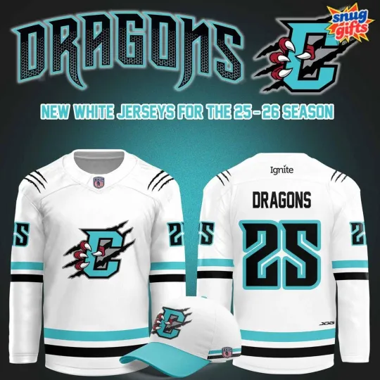 Discover Personalized Columbus River Dragons 25-26 Season New White Hockey Shirt Men's