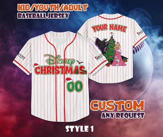 Discover CUSTOM Maleficent Christmas Baseball Jersey, Disneyland Christmas Party, Personalized Disney Villains Halloween Jersey, Christmas Gifts