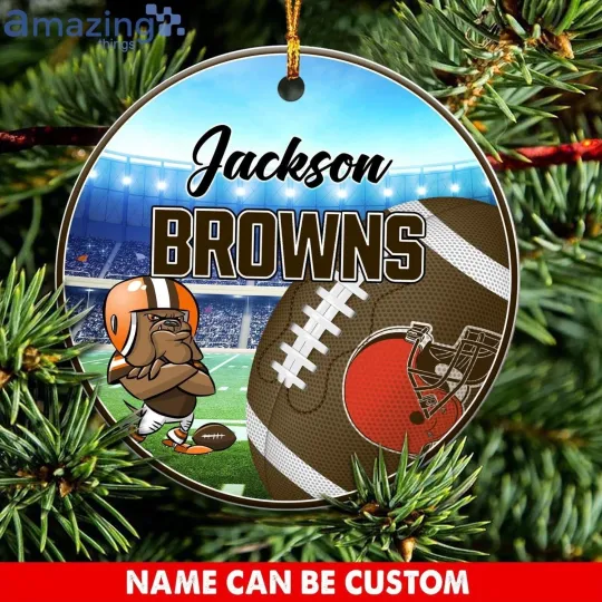 Discover Personalized Cleveland Football Browns Team Christmas Ceramic Ornament Gift