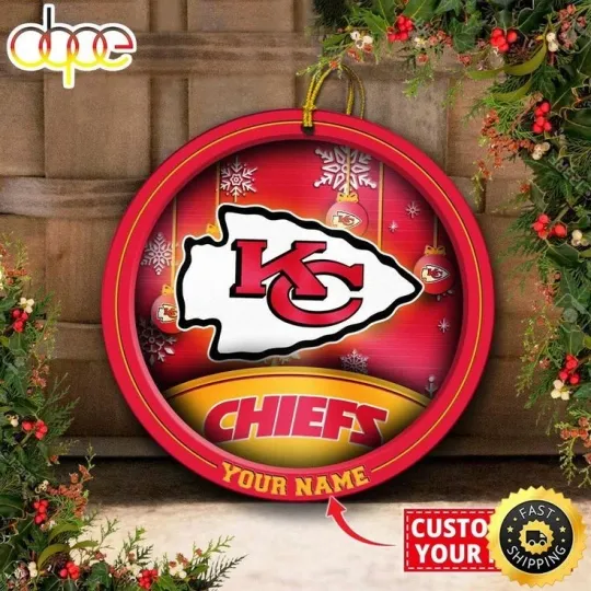 Discover Personalized Kansas City Football Chiefs Team Christmas Ceramic Ornament Gift