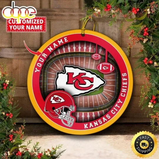 Discover Personalized Kansas City Football Chiefs Team Christmas Ceramic Ornament Gift