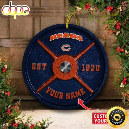 Discover Personalized Chicago Football Bears Team Christmas Ceramic Ornament Gift Decor